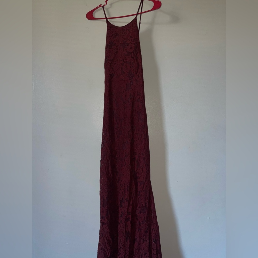 Joanna Lace Halter Maxi Dress- Wine